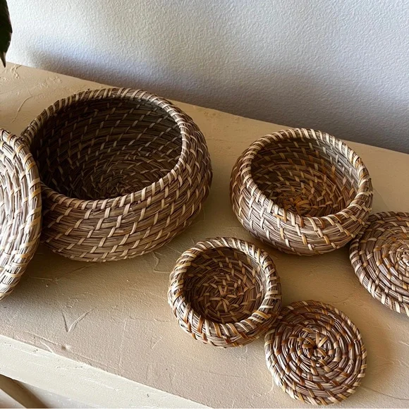 Sea Grass Woven Nesting Storage Baskets Set of 3 Home Decor Table Decor … - Picture 2 of 6